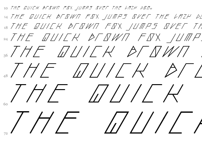 Slanted Italic Shift font waterfall
